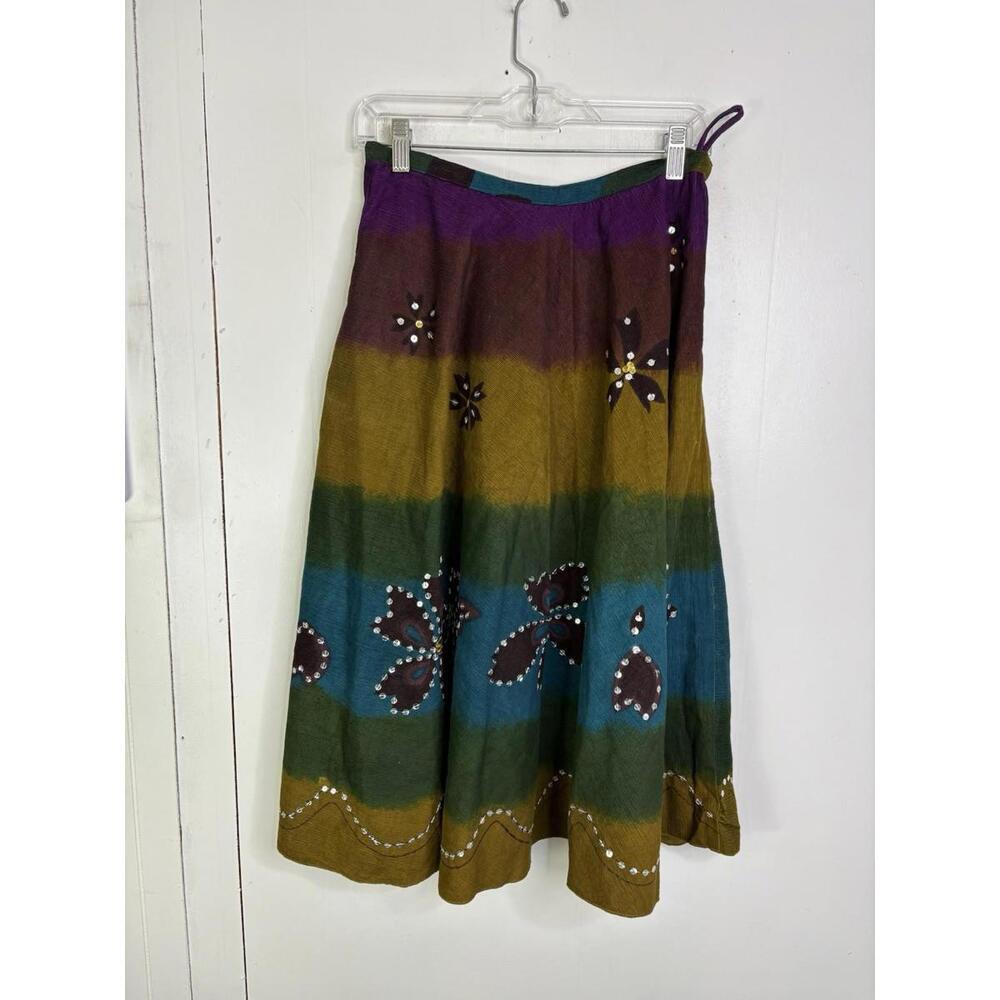 Funky People Skirt Womens Small Sequin Artsy Avant Garde Hippie Boho Maxi - Picture 2 of 10